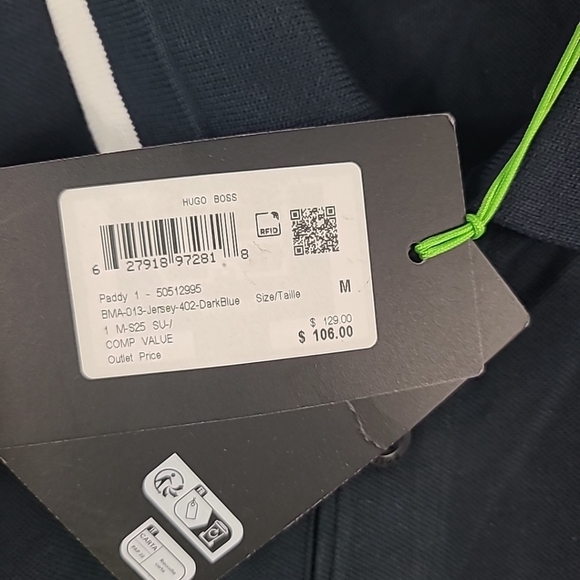 Boss Men's Paddy Dark Blue Contrast Collar Regular Fit Polo Shirt Sz M - Picture 3 of 5